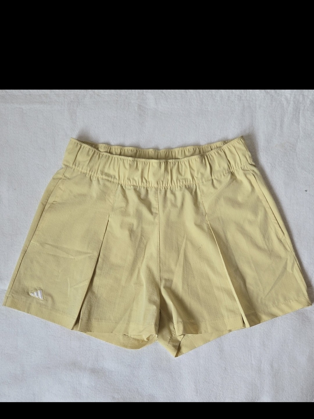 adidas Women's Light Yellow Athletic Pleated Shorts